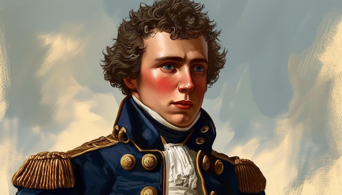 Young James Monroe in a Continental Army uniform during the Revolutionary War